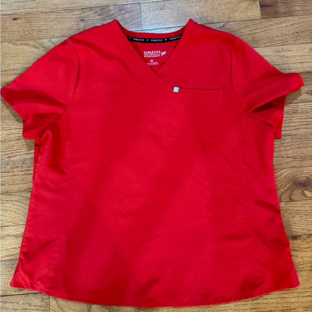 Fabletics 2x Red Scrub Top